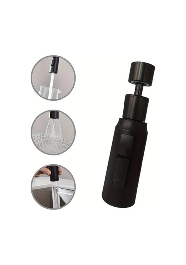 Chuangyinshop Siyah 3 Modlu Su Sıçratmayan Musluk Uzatıcı - Dönen Su Kontrolü Dayanıklı Mutfak Bataryası Siyah