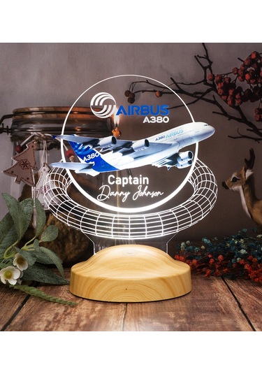 Airbus A380 Yolcu Uçağı Renkli Baskılı Kişiye Özel 3d Led Lamba,