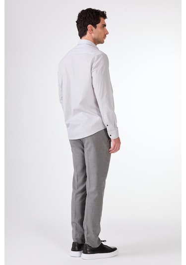 Siyah Kare Desen Regular Fit Uzun Kol Erkek Gömlek Siyah