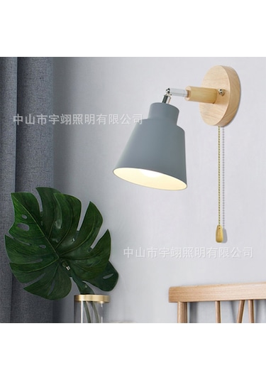 Padalink Kahverengi Zıplama Anahtarlı Ahşap Duvar Lambası - Modern Kuzey Avrupa Stili, Yemek Odası/salon Dekorasyonu, 10cm Taban, E27, Işık Kaynağı Hariç Diğer