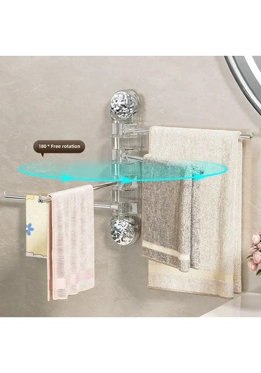 Reedark Banyo İçin Paslanmaz Çelik Döner, Delme Yok Suctionlı Mutfak Havlu Rakası, Çok Amaçlı Duvar Takıklı Depolama Rakası Transparan Gri, 2 Çubuk Diğer