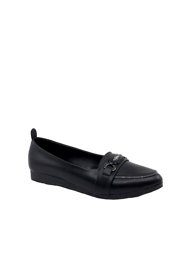 Ayakkabımood Siyah Taşlı Kadın Babet Ayakkabı Siyah