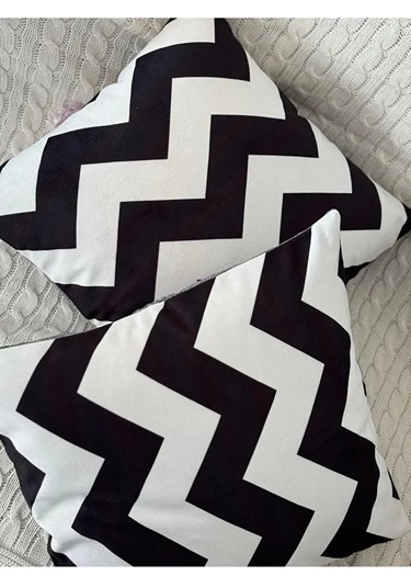 Siyah Beyaz Dijital Baskı Kırlent Kılıfı Dfn-58