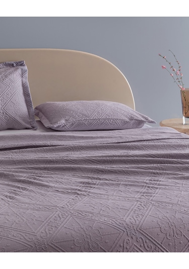 Madame Coco Marjolaina Çift Kişilik %100 Pamuk Yatak Örtüsü - Açık Mürdüm Çok Renkli