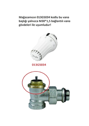 Danfoss Termostatik Radyatör Vanası Başlığı - Rakorlu - 013G5034