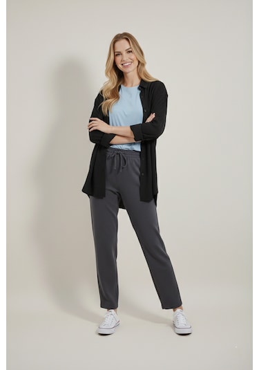 Yxc Trend Maker Oversize Uzun Basic Bayan Keten Gömlek Siyah