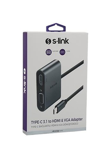 S-link Swapp 4k 30hz Typec To Hdmı + Vga Adaptör