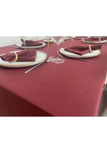 Sıvı Geçirmez Dertsiz Masa Örtüsü Bordo 13 Parça