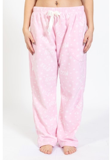 Kadın Polar Kışlık Eşofman Alt Waynap Polar Alt- Pudra