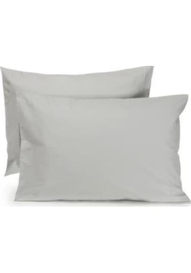 Düz Pamuklu 2'li Yastık Kılıfı 50x70 Cm Gri