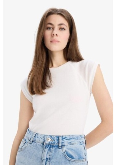 DeFacto Slim Fit Dar Kesim Bisiklet Yaka Basic Düz Ribana Kısa Kollu Tişört C7334AX25SPER105