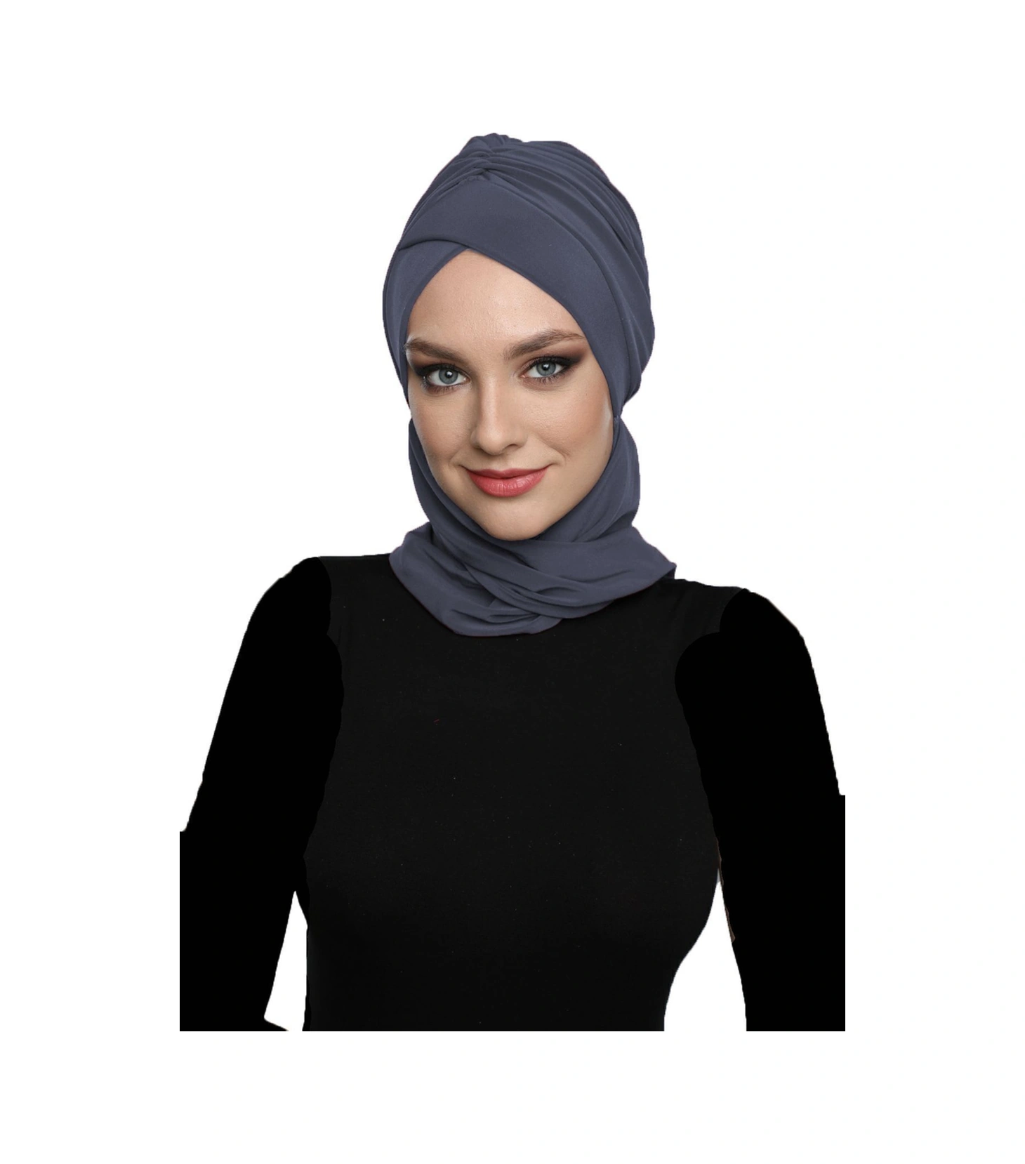 Kardelen Atkılı Astarlı Koyu Gri Hazır Türban Tesettür Havuz Ve Dış Bone Koyu Gri