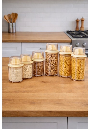 Decorev Erzak Saklama Kabı 900ml - 1300 Ml 6lı Set Kahverengi