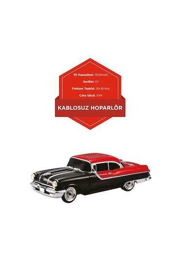Torima D87 Bluetooth Hoparlör Retro Klasik Araba Tasarımlı 10w Fm Usb Selfie Speaker Siyah
