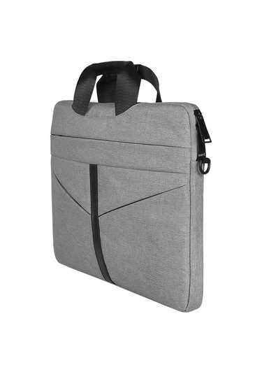 14.1 İnç Nefes Alabilir Aşınmaya Dayanıklı Moda İş Omuz El Fermuarlı Laptop Çantası Omuz Askılı Açık Gri