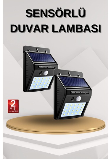 Solar Sensörlü Duvar Lambası Bahçe Lamba 20 Led Işık