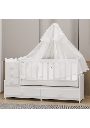 Garaj Home Melina Yıldız 4 Kapaklı Bebek Odası Uyku Seti - Beyaz Beyaz