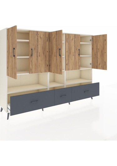 Hyperion Dolap 12 Raflı 3 Çekmeceli 5 Kapaklı 220x44x163 Aytaşı-ç Aytaşı-çam/antrasit