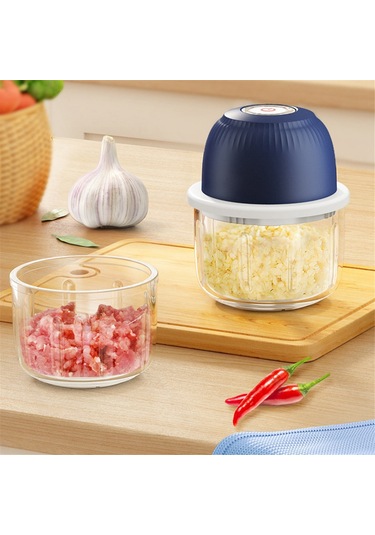 Elektrikli Sarımsak Doğrayıcı Gıda Doğrayıcı Kablosuz Mini Sarımsak Aletleri Mavi