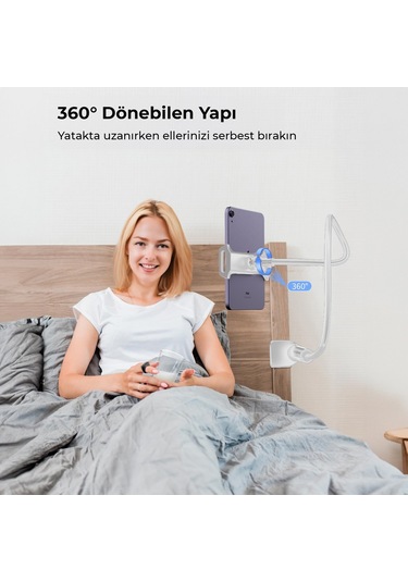 Juo 70 Cm Akrobat Esnek Tablet Ve Telefon Tutucu Stand Beyaz Beyaz