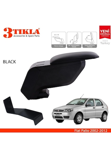 Fiat Palio 2002-2012 Delmesiz Çelik Ayaklı Siyah Kolçak Kol Dayama