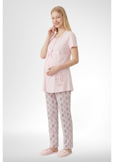 Mecit Pijama Mecit 6350 Pembe Hamile Lohusa Pijama Takımı
