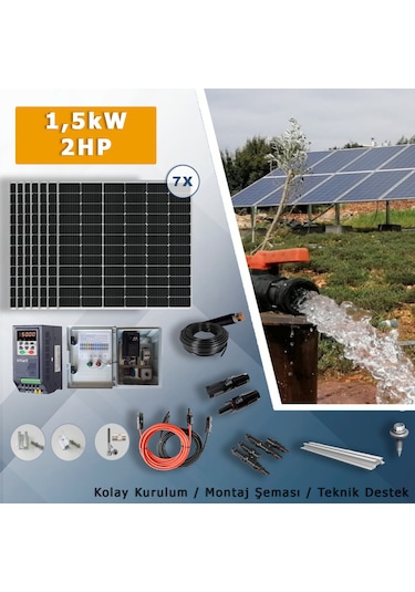 2hp-1,5kw Monofaz 230v Pompa İçin Solar Sulama Paketi