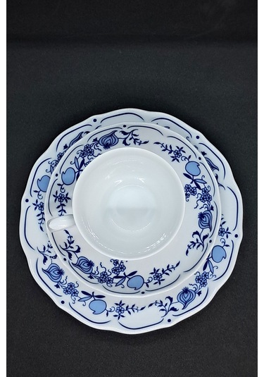 Graff Von Henneberg Saman Desen Duble Vintage Kahve Fincanı 3 Parça 180 Ml Mavi