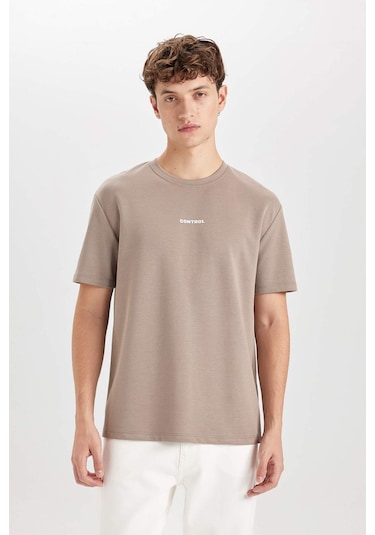 DeFacto Regular Fit Bisiklet Yaka Baskılı Ağır Kumaş Kısa Kollu Tişört C6139AX24AUBG73