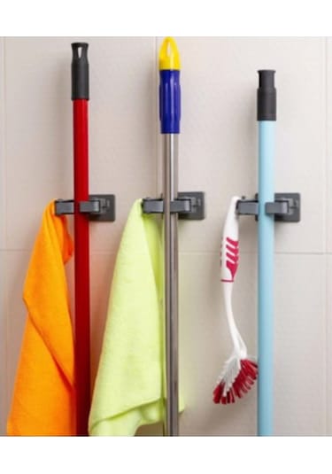3'lü Çok Amaçlı Mop Fırça Paspas Askı Aparatı