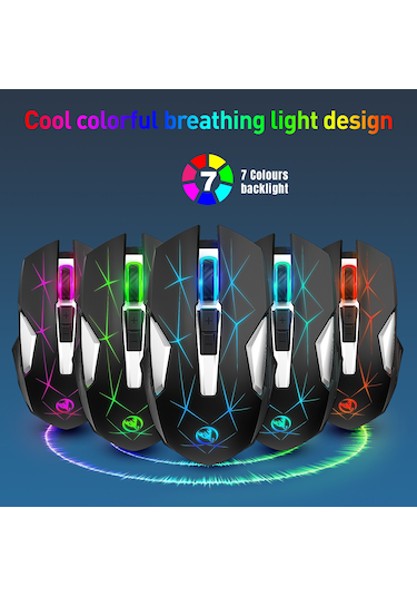 Maiyame Kablosuz Mouse T300 Opto-elektronik 2.4g 10m Mesafe 7 Tuş 3 Seviye Dpı 1000/1600/2400 600mah Pil Siyah Optik