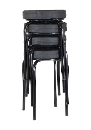 Tabure Siyah Ayaklı Siyah 4 Adet