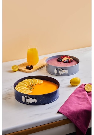 Karaca  Süper 2'li Kek Kalıbı Seti Lacivert Gri 28/24 cm