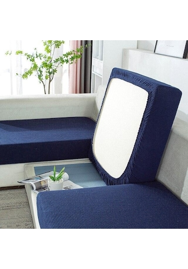 Lacivert 1 Parça Su Geçirmez Streç Jakarlı Minder Örtüsü Kanepe Örtüsü Yumuşak Esneklik Pillow Cover-40x40cm