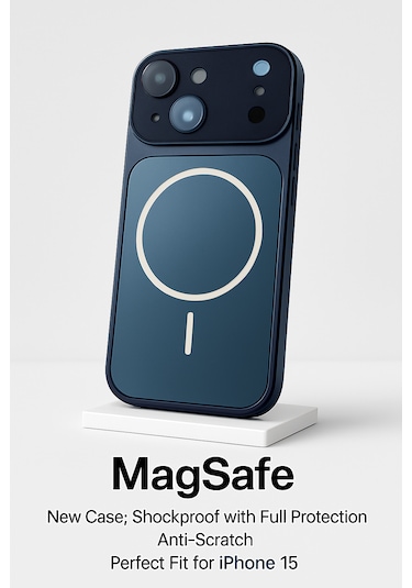 İphone 15 Ag Glass Magsafe Siyah Kaliteli Kılıf Yeni Trend Şok Emici & Tam Koruma, 5 Renk Lacivert