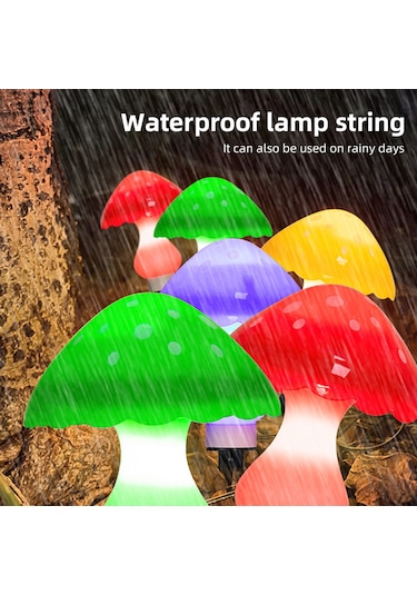 Dış Mekan Için Güneş Mantarlı Dize Işıklar 12 Paket Kırmızı Sıcak Beyaz