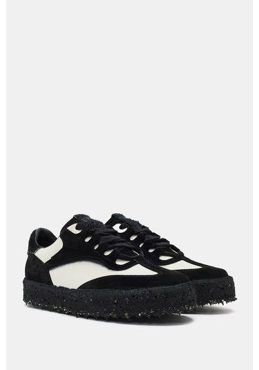 Rayn Kadın Siyah Beyaz Gerçek Süet Deri Sneaker Siyah Beyaz Siyah - Beyaz