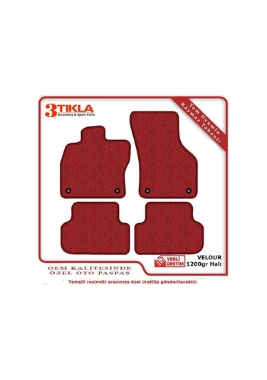 Mercedes W164 Ml-serisi Lüks Halı Paspas Seti Kırmızı