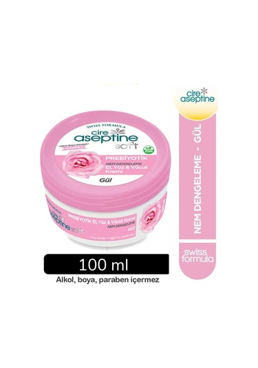 Cire Aseptine Soft Gül Özlü Nem Dengeleyici , Besleyici Prebiyotikli Krem 100 Ml