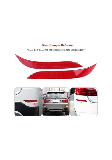 Reedark Bmw E60 E61 5 Serisi 2003-2007 Arka Tampon Reflektörü, Sağ-sol Çift Set, Dayanıklı Abs+pc, Oem 63146915039/63146915040 Yerine Geçici