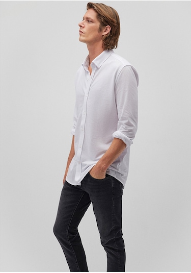 Mavi - Beyaz Örme Gömlek 0211092-620 Beyaz
