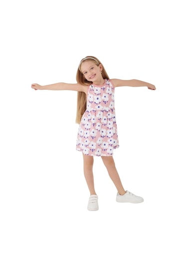 Rolypoly Florals Kız Çocuk Elbise Pembe