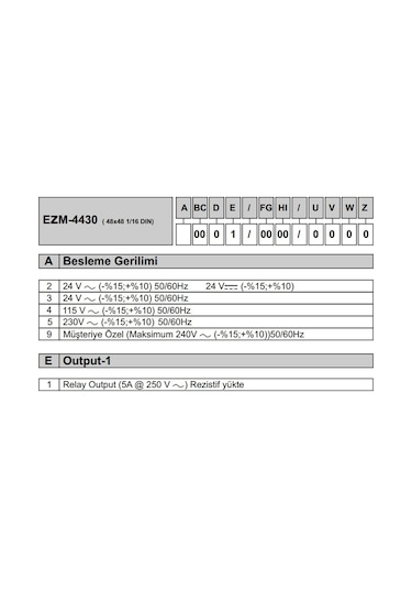 Emko Ezm-4430.50001/0000/0000 ,48x48mm 220vac Kontak-1a1k 6-hane Sayıcı