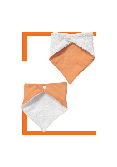 Bebek Ağız Bezi Salya Önlüğü Fular Çok Amaç 2'li K-byz Beyaz - Kiremit