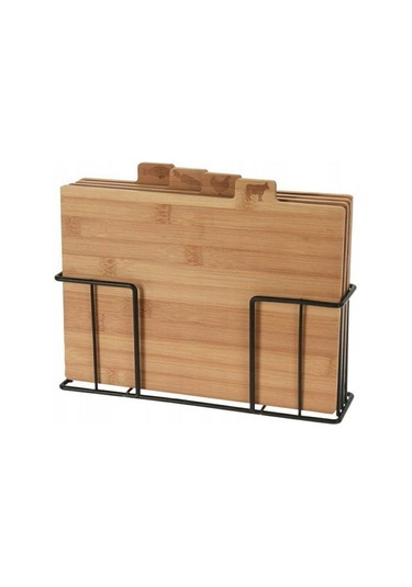 Excellent Houseware 4'lü Bambu Kesme Tahtası Seti - Kahverengi - 28x20x7 Cm Kahverengi