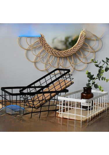 Youmex Duvar Takılan Demir Sanat Depolama Sepeti - Geniş 29x13x10 Cm, Çeşitli Eşyaları Düzenle, Ev Ve Ofis İçin Dayanıklı Tasarım Beyaz, Taşsız