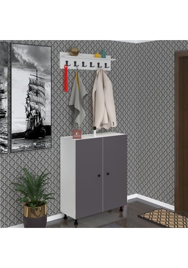 Kenzlife Portmanto Ayakkabılık Ve Askılık Tomak6 Gribyz 98 100 32 Otuz Çift Ayakkabı Kapasitesi