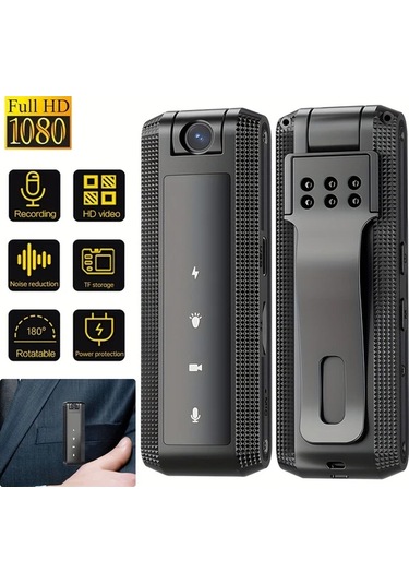 Chuangyinshop Mini Kamera Yerleşik Mikrofon 1080p Titreşim Önleyici Gürültü Azaltma Youtube Vlog Toplantı Seyahat Siyah