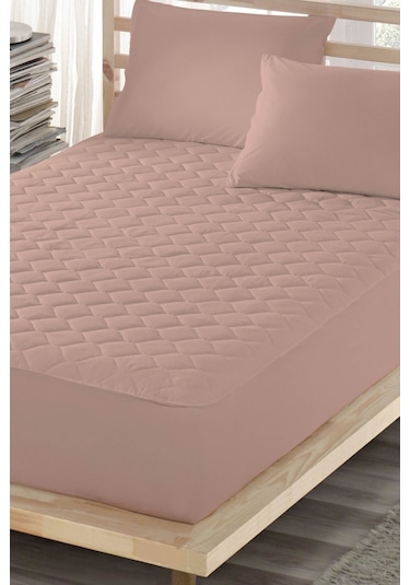 Ely Parker Alez Sıvı Geçirmez Pamuklu Kapitoneli Fitted Çift Kişilik Tek bebek su yatak Koruyucu YSTK79 Pembe