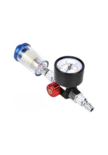 Suofeng Gümüş Manometreli 1/4" Hava Filtresi Ve Ayırıcı - 0-150psı Ayarlanabilir Hava Basıncı Regülatörü Hvlp Sprey İçin